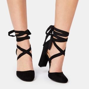 JustFab Black Kateryna Pump Suede Heel